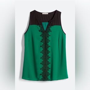 41 Hawthorn Sleeveless Green & Black Blouse